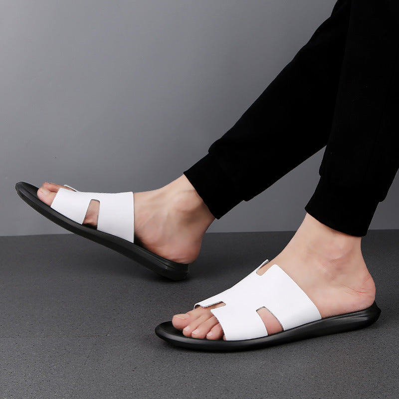 Men Genuine Leather Flip Flops | Casual Summer Slippers | Comfortable Beach Sandals