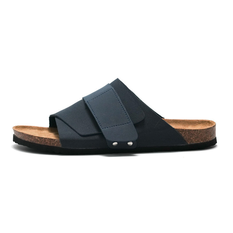 Unisex Leather Cork Sandals | Comfort Slides | Casual Beach Summer Wear