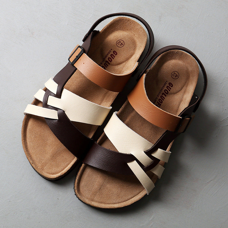 Men Cork Footbed Sandals | Breathable Casual Slides | Summer Lightweight Comfort