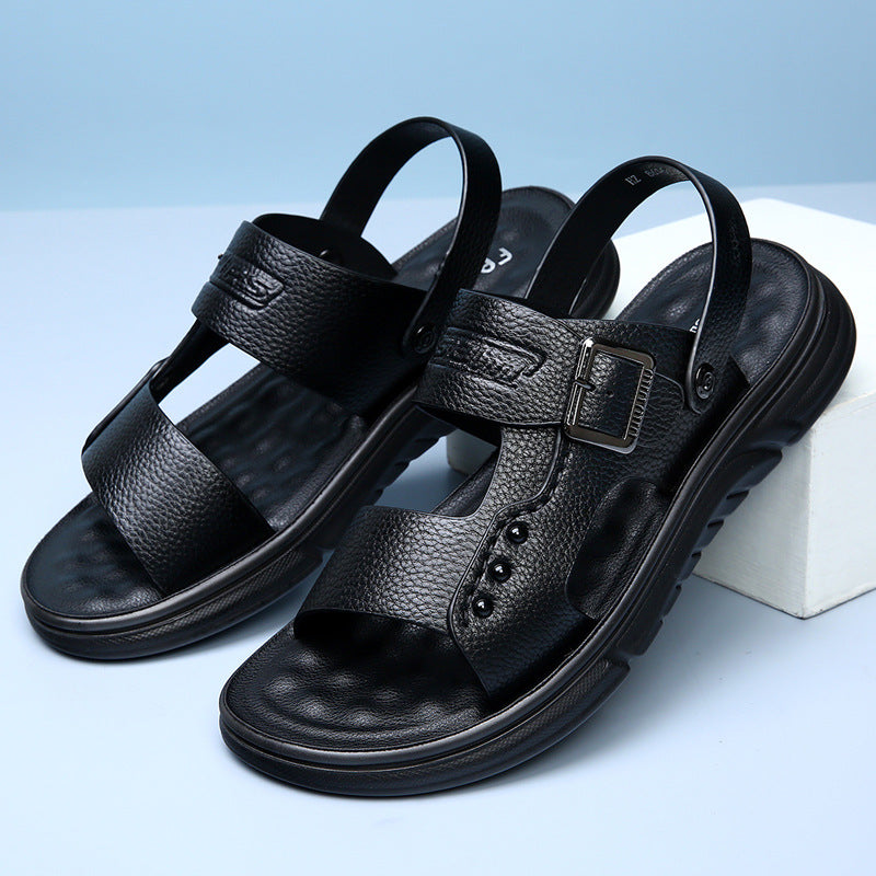 Men’s Soft Leather Beach SaMen Soft Leather Sandals | Cushioned Comfort | Casual Beach Summer Wear