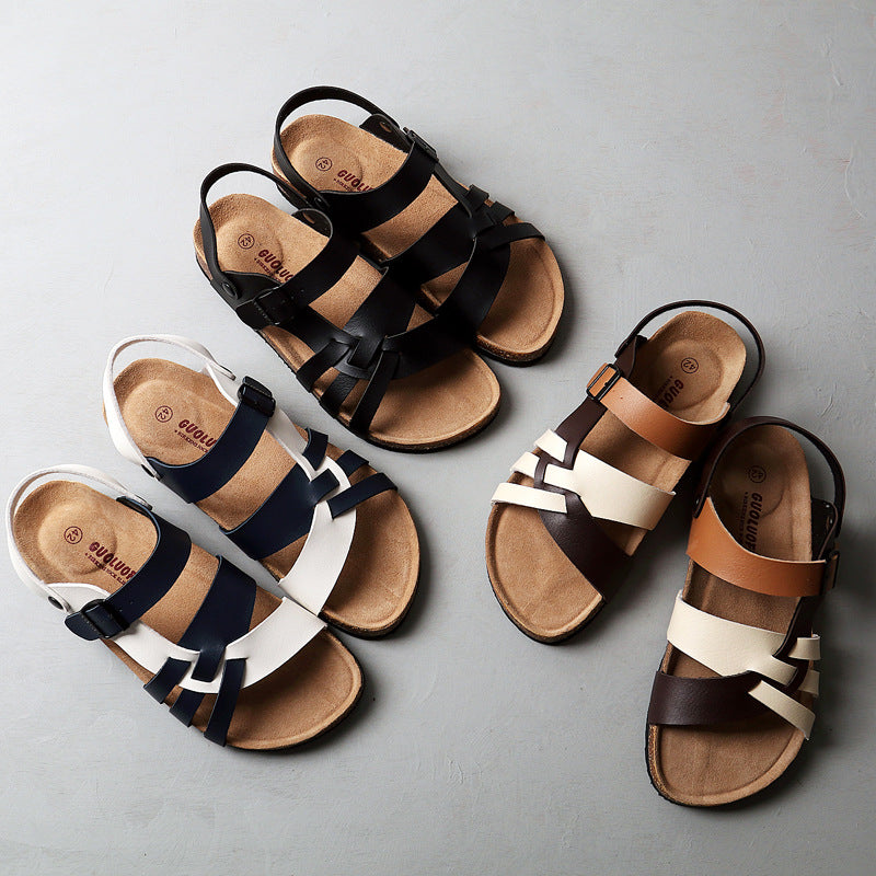 Men Cork Footbed Sandals | Breathable Casual Slides | Summer Lightweight Comfort