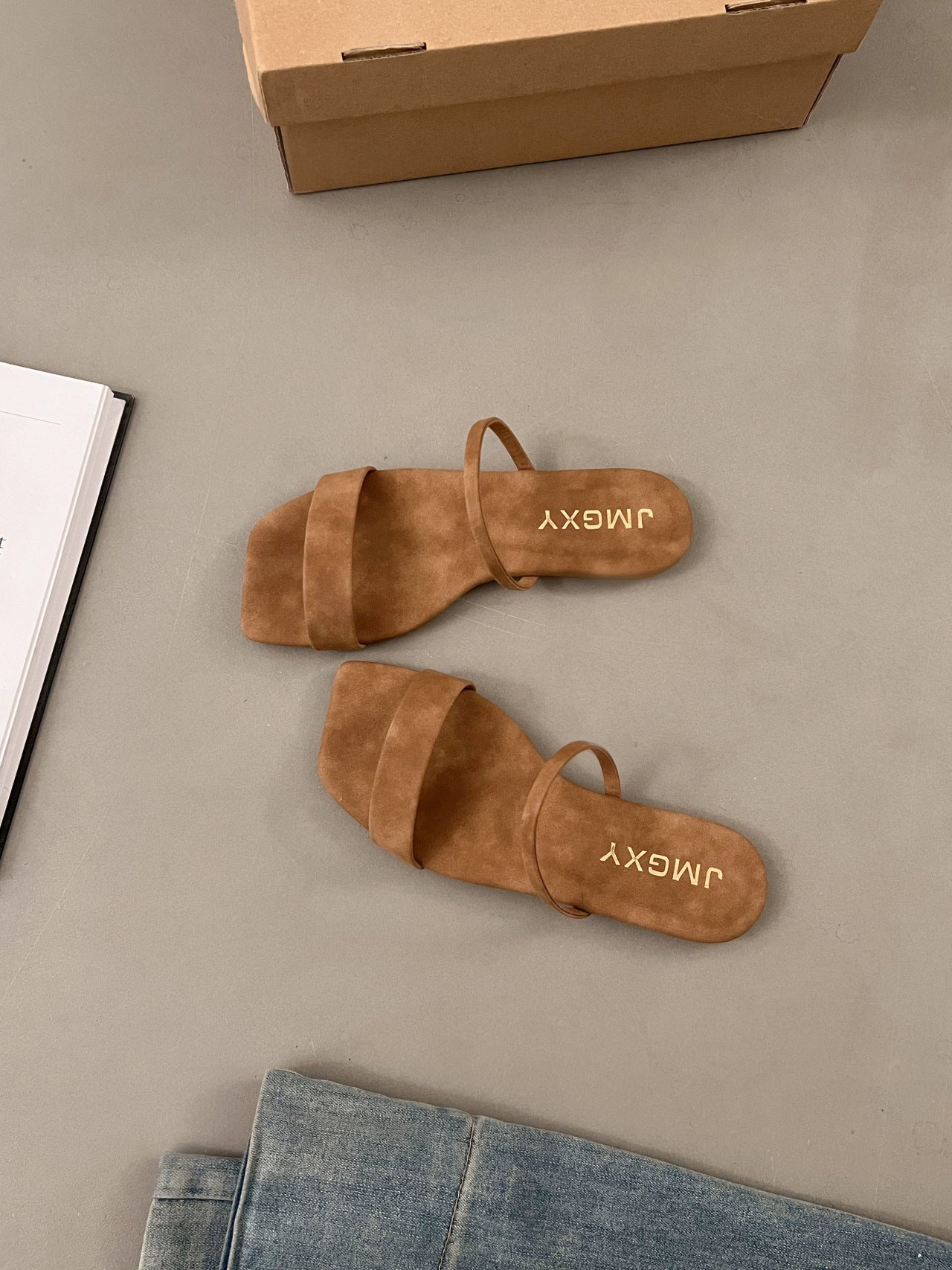 Women’s Korean Style Square Toe Sandals | Peep Toe Summer Slides for Casual, Vacation and Everyday Wear