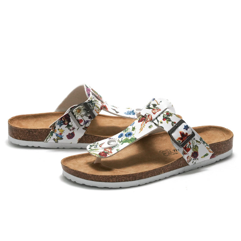 Women’s Cork Flip Flops Leather Sandals | Comfortable Summer Beach Slippers for Travel and Everyday Wear