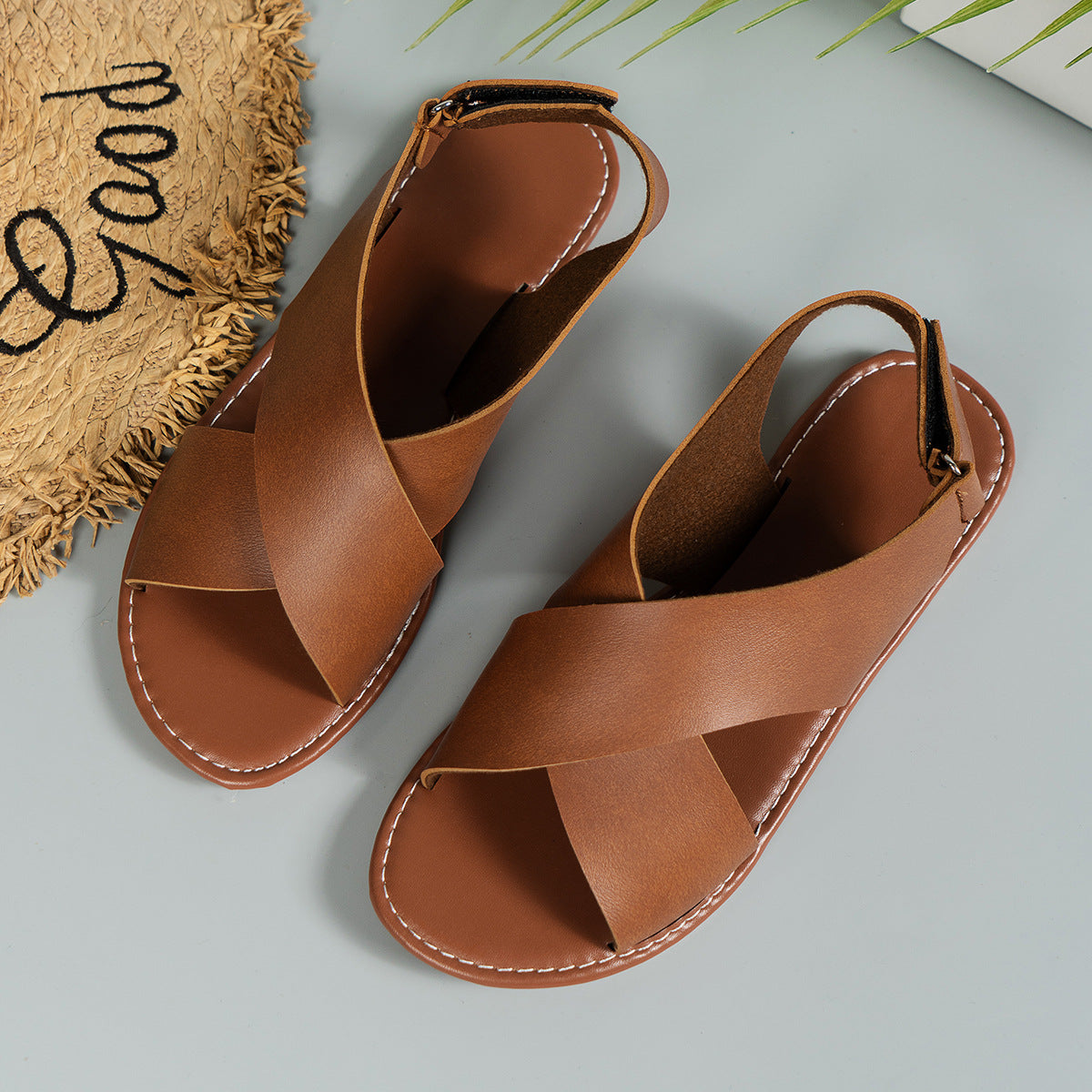 Women’s Retro Wide Strap Flat Sandals | Open Toe Summer Casual Slides for Travel and Everyday Wear