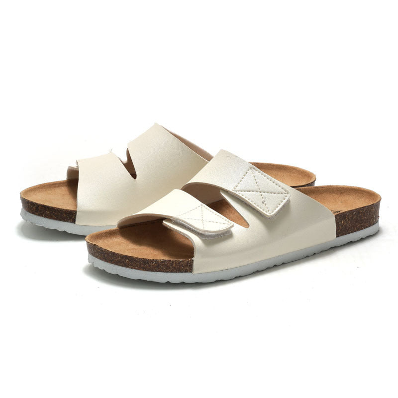 Men Cork Footbed Sandals | Adjustable Velcro Straps | Comfort Casual Summer Slides
