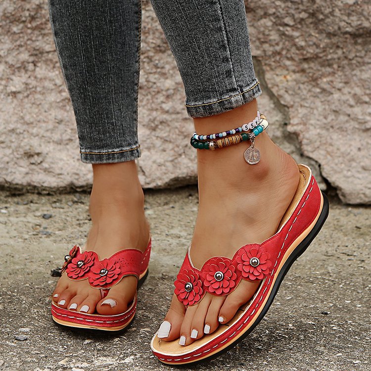 Women’s Floral Wedge Sandals – Retro Style Summer Beach & Casual Comfort Shoes