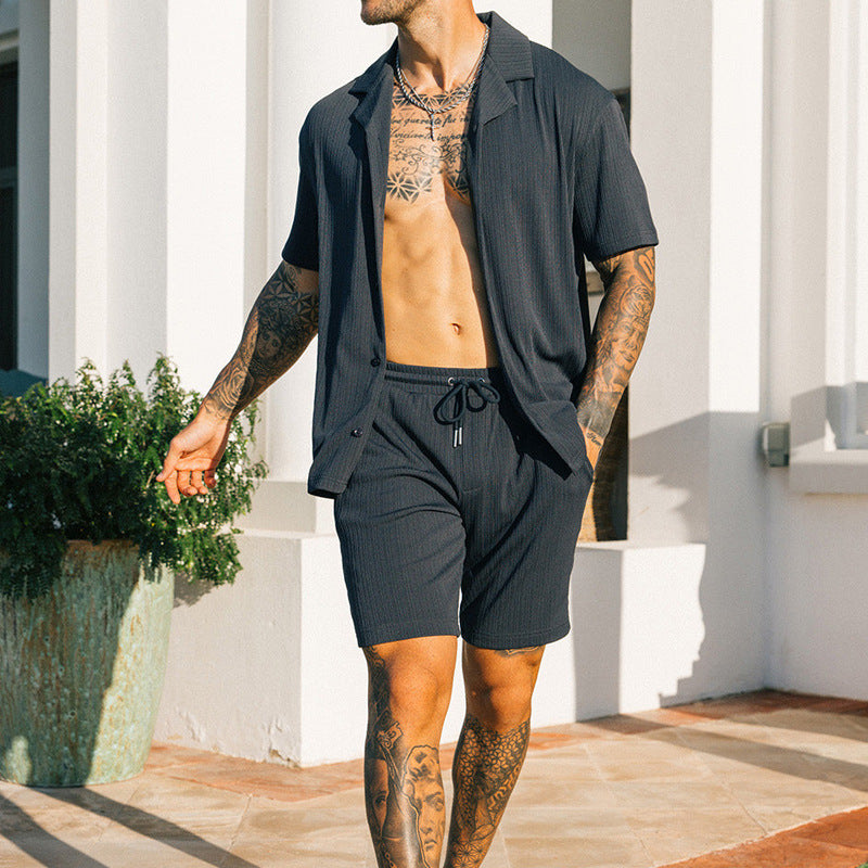 Men’s Two Piece Shirt & Shorts Set – Casual Summer Beach Outfit Streetwear Co-Ord Set