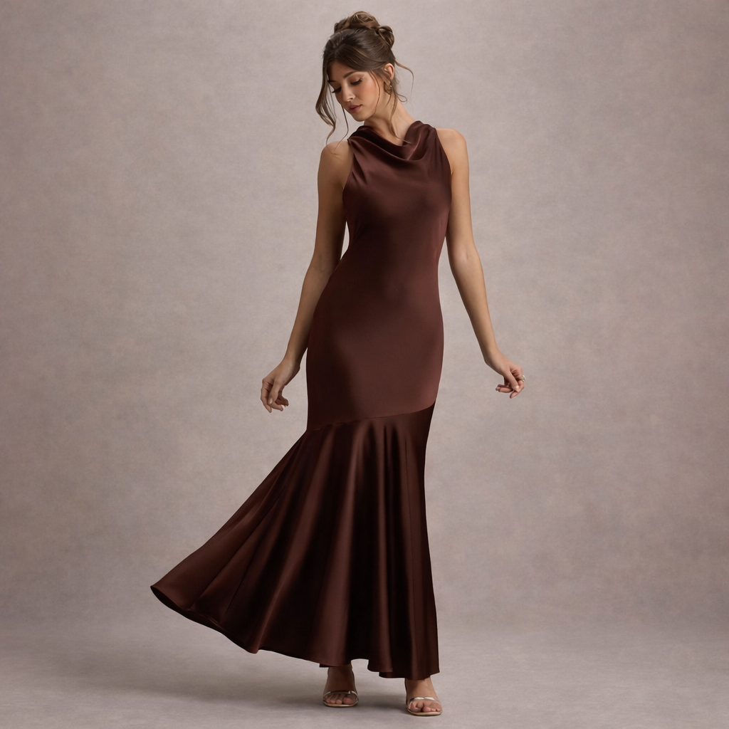 Women’s French Fishtail Summer Dress | Elegant Shoulder Banquet Gown for Party, Evening and Special Occasions