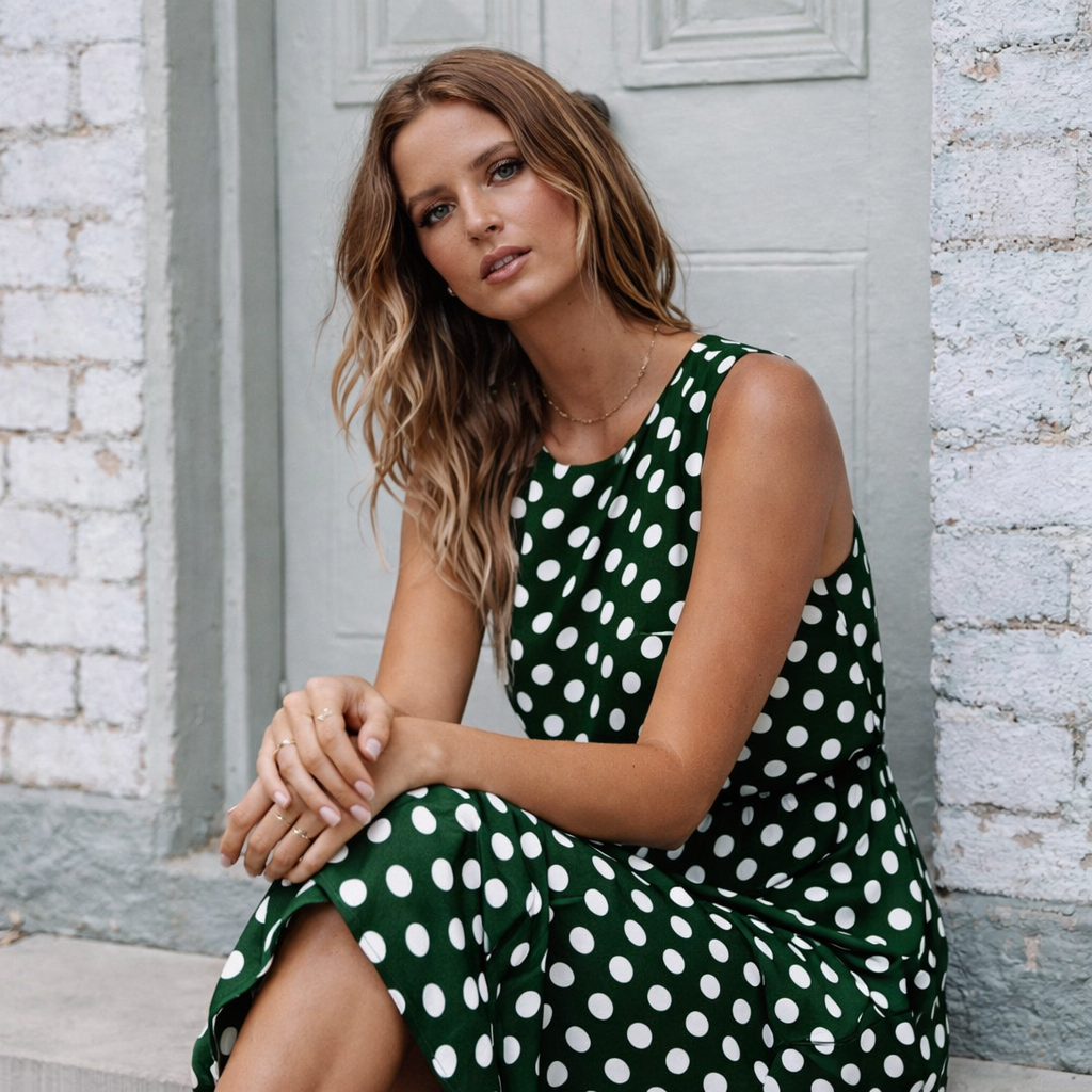 Women’s Polka Dot Sleeveless Summer Dress | Casual Flowy Everyday Dress for Beach, Vacation and Daily Wear