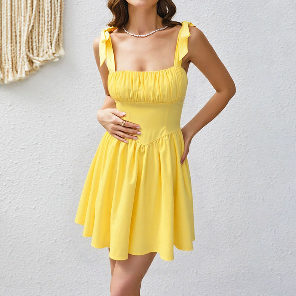 Women’s Strappy Back Tie Summer Dress | Slim Fit Short Dress for Casual, Party and Vacation Wear