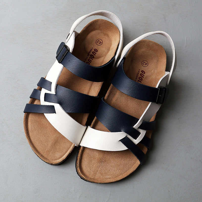 Men Cork Footbed Sandals | Breathable Casual Slides | Summer Lightweight Comfort