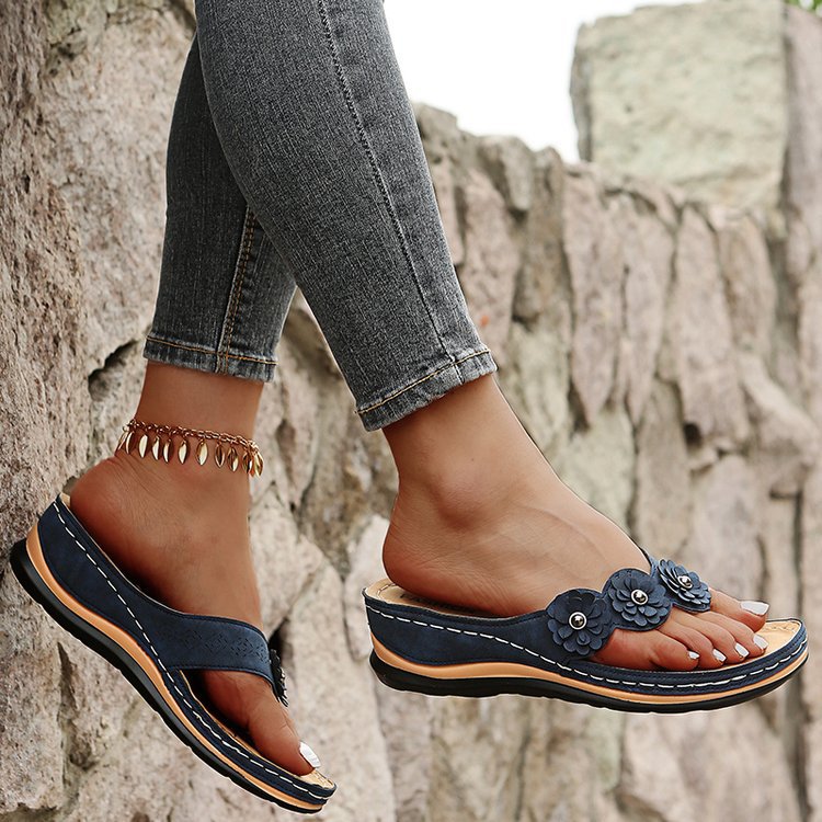 Women’s Floral Wedge Sandals – Retro Style Summer Beach & Casual Comfort Shoes