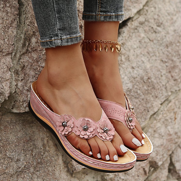 Women’s Floral Wedge Sandals – Retro Style Summer Beach & Casual Comfort Shoes
