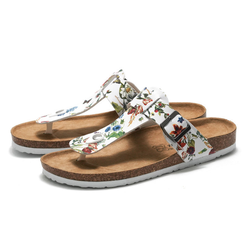 Women’s Cork Flip Flops Leather Sandals | Comfortable Summer Beach Slippers for Travel and Everyday Wear