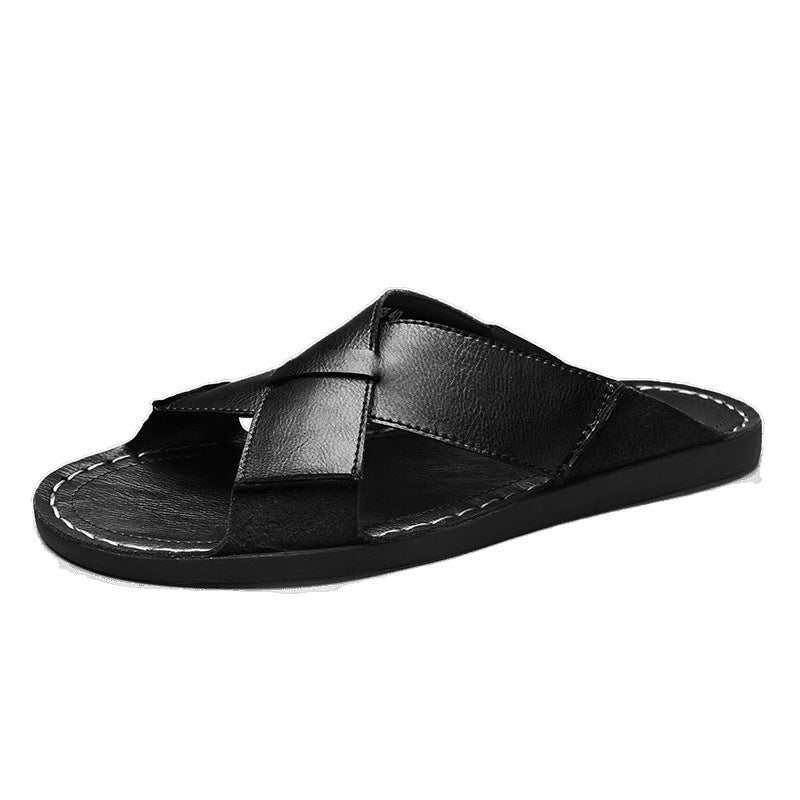 Men Genuine Leather Sandals | Breathable Slip On | Casual Beach Summer | Outdoor Wear