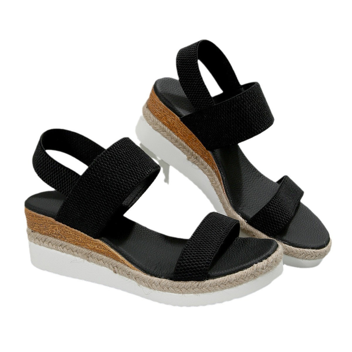 Women’s Plus Size Peep Toe Wedge Sandals | Platform Buckle Summer Heels for Casual, Party and Everyday Wear