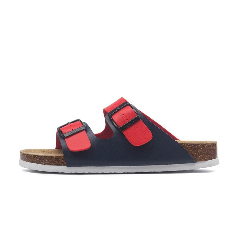 Women’s Cork Footbed Buckle Sandals | Flat Summer Comfort Slides for Beach, Travel and Everyday Wear