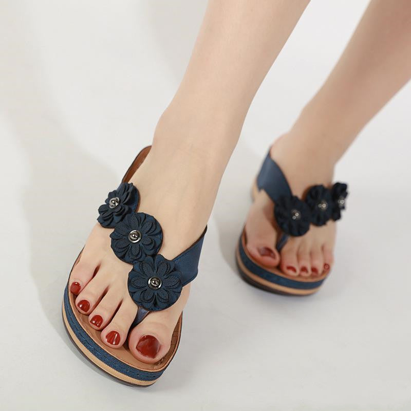 Women’s Floral Wedge Sandals – Retro Style Summer Beach & Casual Comfort Shoes