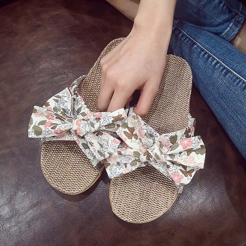 Women’s Bow Non-Slip Home Slippers – Soft Comfortable Cute Indoor Casual Sandals