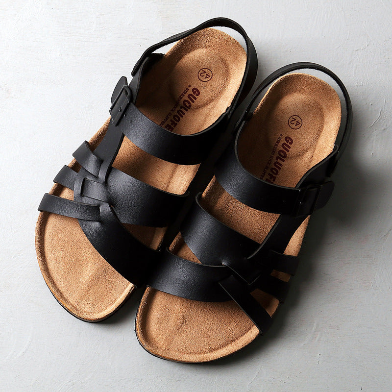 Men Cork Footbed Sandals | Breathable Casual Slides | Summer Lightweight Comfort