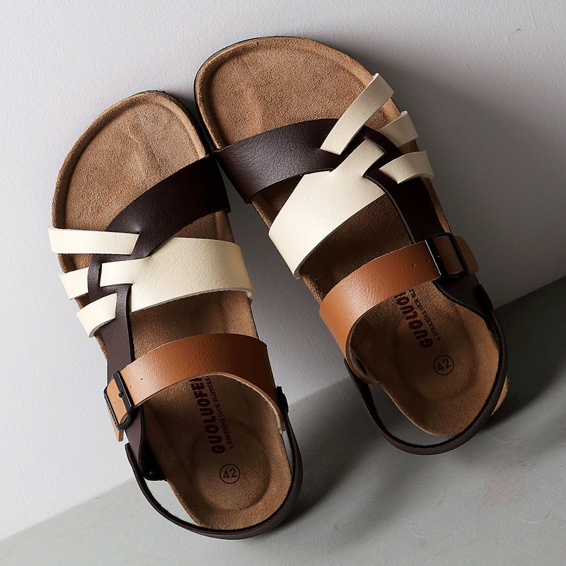 Men Cork Footbed Sandals | Breathable Casual Slides | Summer Lightweight Comfort