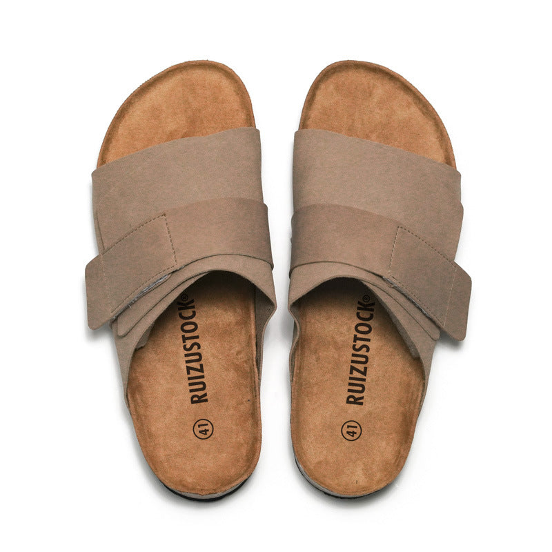 Unisex Leather Cork Sandals | Comfort Slides | Casual Beach Summer Wear