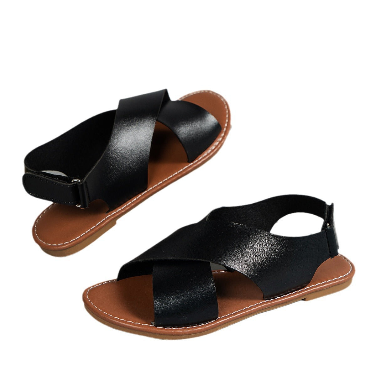 Women’s Retro Wide Strap Flat Sandals | Open Toe Summer Casual Slides for Travel and Everyday Wear