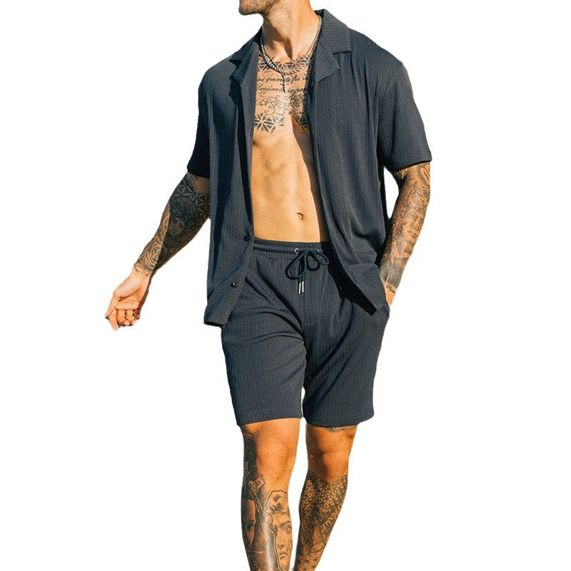 Men’s Two Piece Shirt & Shorts Set – Casual Summer Beach Outfit Streetwear Co-Ord Set