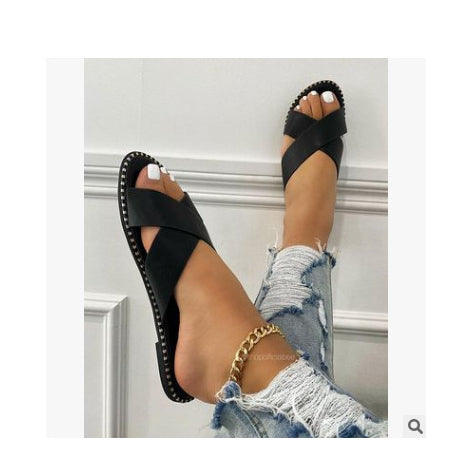 Women’s Retro Wide Strap Flat Sandals | Open Toe Summer Casual Slides for Travel and Everyday Wear