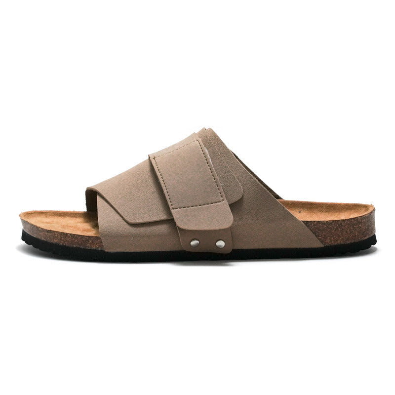 Unisex Leather Cork Sandals | Comfort Slides | Casual Beach Summer Wear