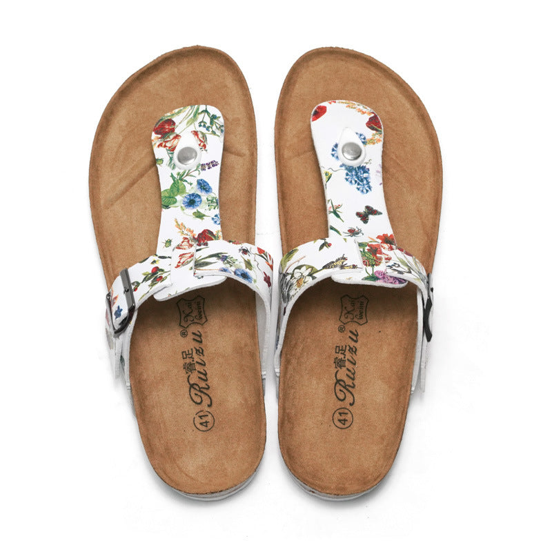 Women’s Cork Flip Flops Leather Sandals | Comfortable Summer Beach Slippers for Travel and Everyday Wear