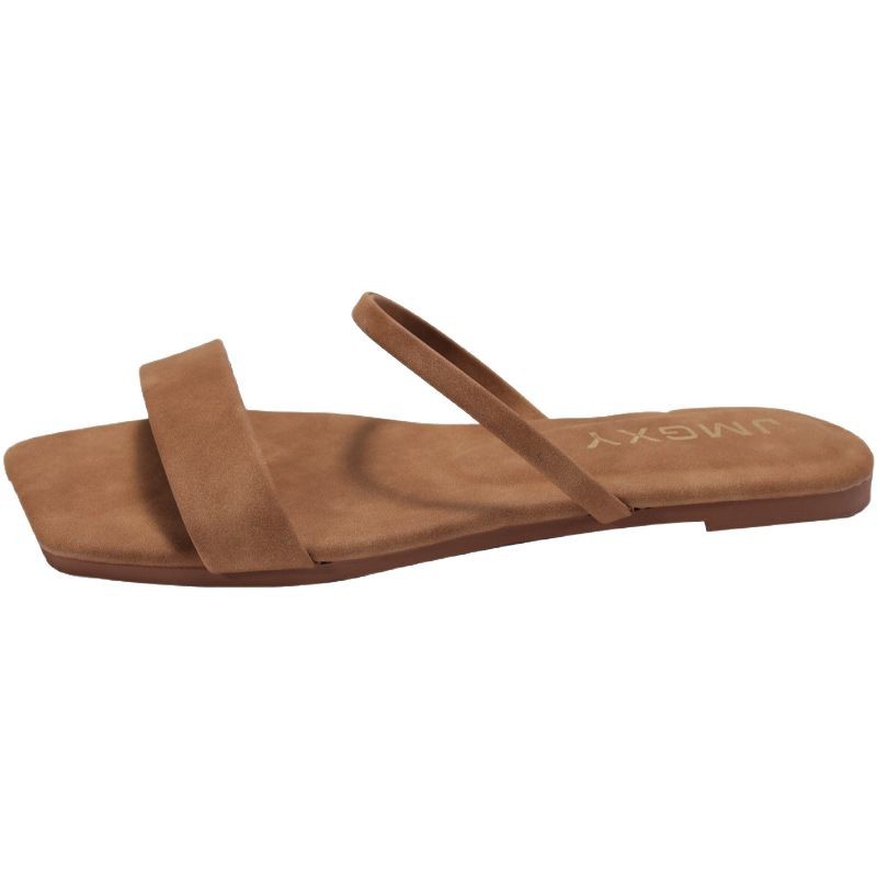 Women’s Korean Style Square Toe Sandals | Peep Toe Summer Slides for Casual, Vacation and Everyday Wear