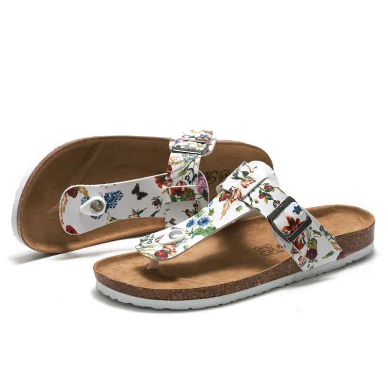 Women’s Cork Flip Flops Leather Sandals | Comfortable Summer Beach Slippers for Travel and Everyday Wear