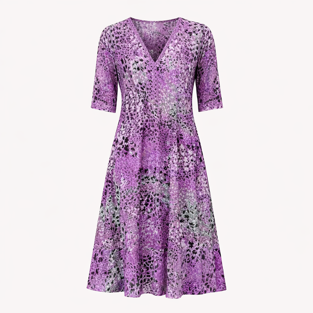 Stylish V-Neck Summer Dress for Women | Lightweight Ethnic Print Flowy Dress with Pockets for Beach and Casual Wear