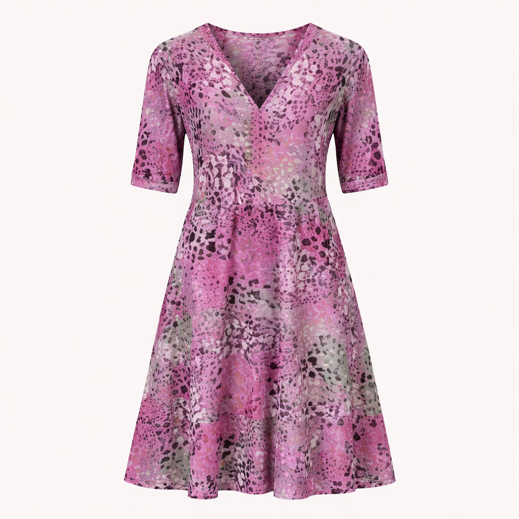 Stylish V-Neck Summer Dress for Women | Lightweight Ethnic Print Flowy Dress with Pockets for Beach and Casual Wear