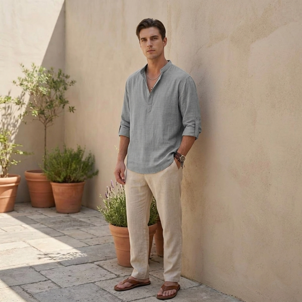 Men Linen Shirt | Loose Fit Summer Shirt | Breathable Casual Wear | Everyday Shirt