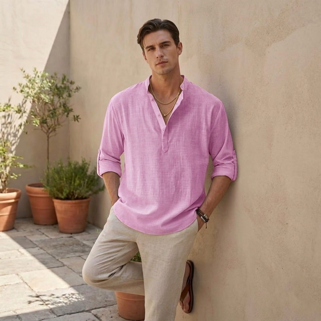 Men Linen Shirt | Loose Fit Summer Shirt | Breathable Casual Wear | Everyday Shirt