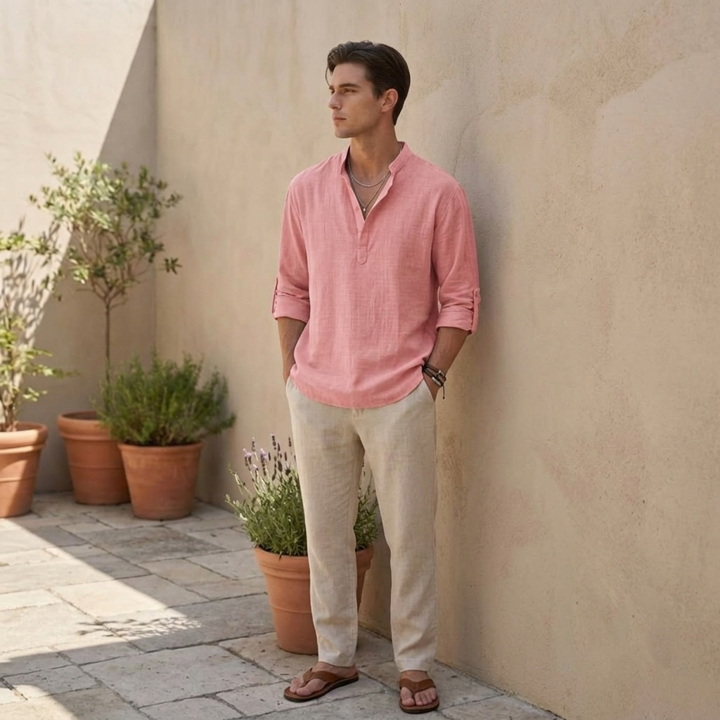 Men Linen Shirt | Loose Fit Summer Shirt | Breathable Casual Wear | Everyday Shirt