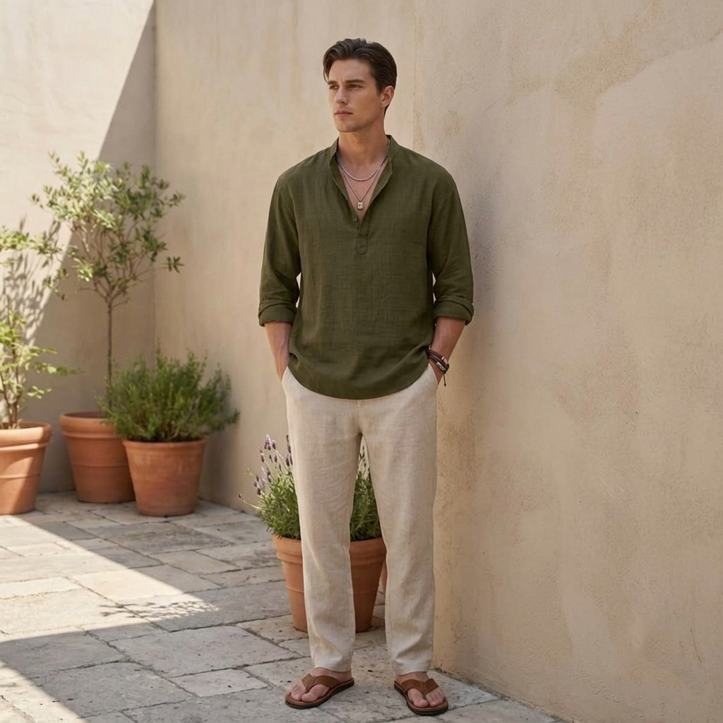 Men Linen Shirt | Loose Fit Summer Shirt | Breathable Casual Wear | Everyday Shirt
