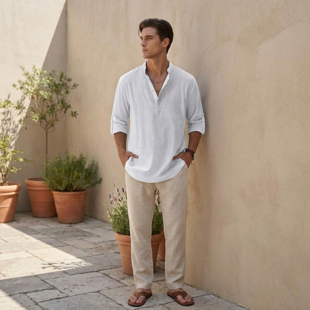 Men Linen Shirt | Loose Fit Summer Shirt | Breathable Casual Wear | Everyday Shirt