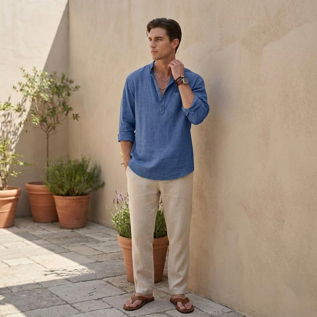 Men Linen Shirt | Loose Fit Summer Shirt | Breathable Casual Wear | Everyday Shirt