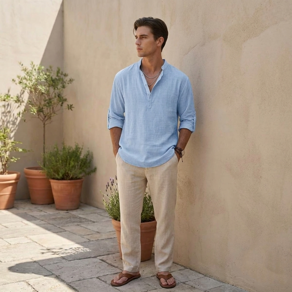 Men Linen Shirt | Loose Fit Summer Shirt | Breathable Casual Wear | Everyday Shirt