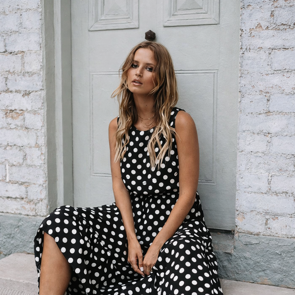 Women’s Polka Dot Sleeveless Summer Dress | Casual Flowy Everyday Dress for Beach, Vacation and Daily Wear