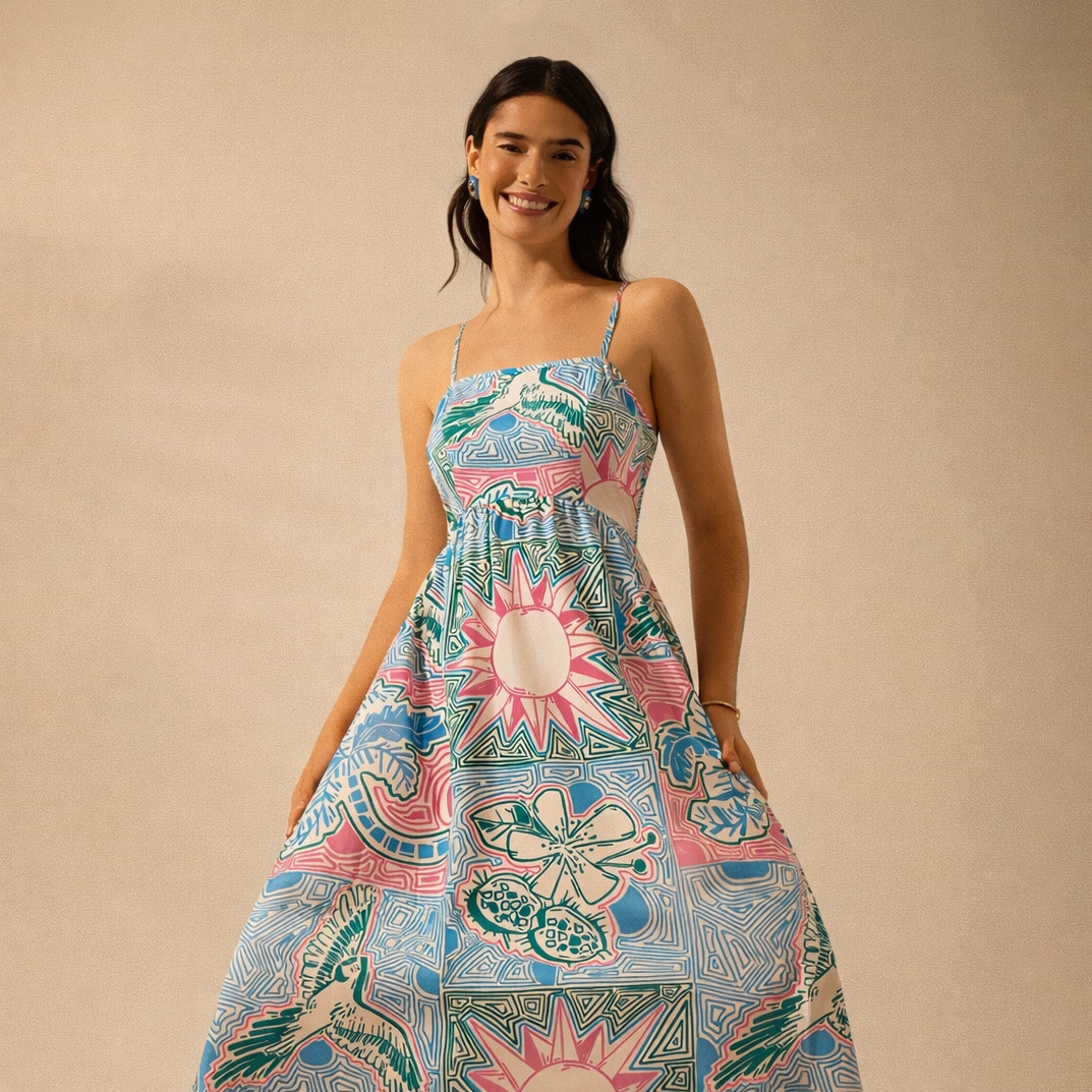 Women’s Printed Sling Summer Dress | Lightweight Casual Holiday Dress for Beach, Vacation and Everyday Wear
