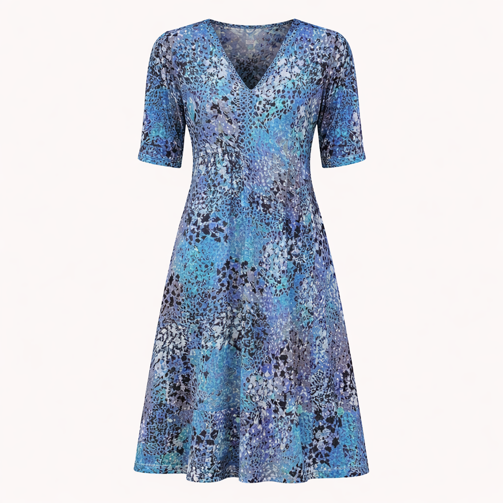 Stylish V-Neck Summer Dress for Women | Lightweight Ethnic Print Flowy Dress with Pockets for Beach and Casual Wear