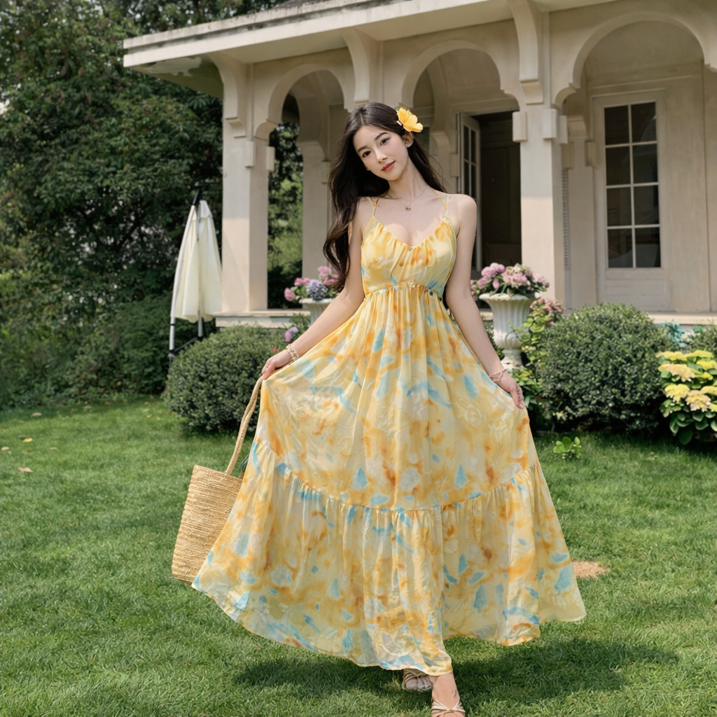 Women’s Fairy Ruffled Spaghetti Strap Summer Dress | Lightweight Flowy Strap Dress for Casual, Party and Vacation Wear