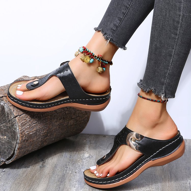 Women’s Hollow Wedge Heel Sandals – Buckle Strap Comfortable Casual Summer Shoes