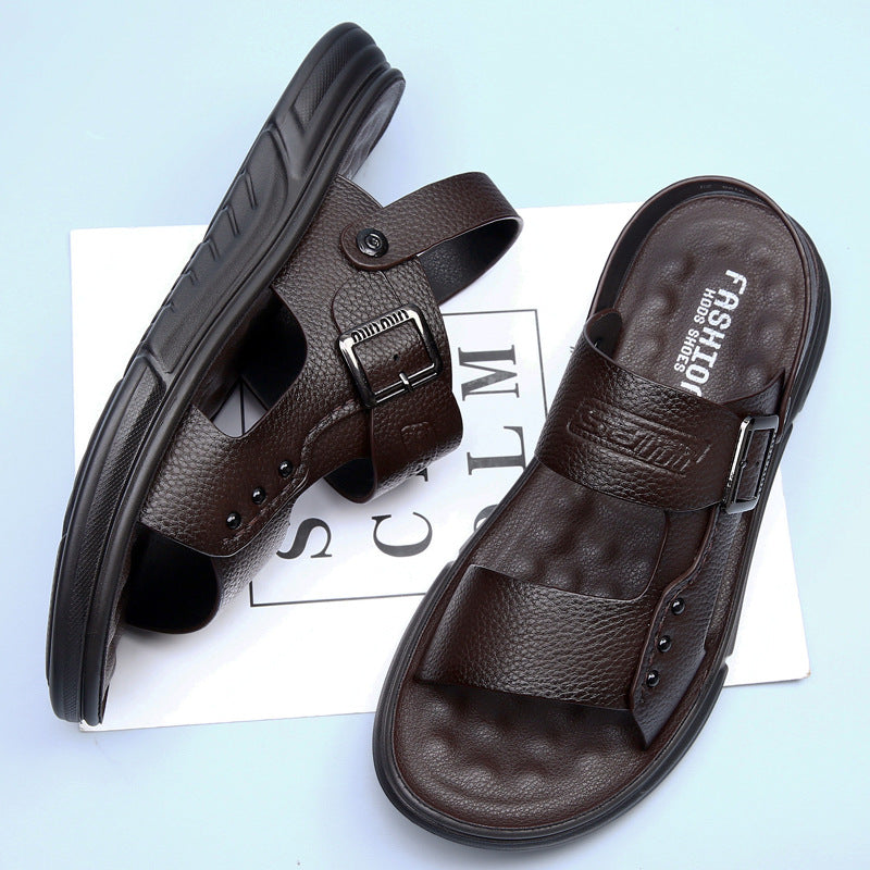Men’s Soft Leather Beach SaMen Soft Leather Sandals | Cushioned Comfort | Casual Beach Summer Wear