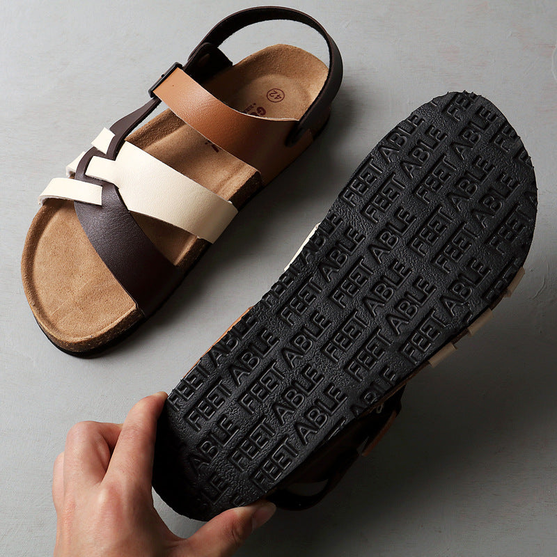 Men Cork Footbed Sandals | Breathable Casual Slides | Summer Lightweight Comfort