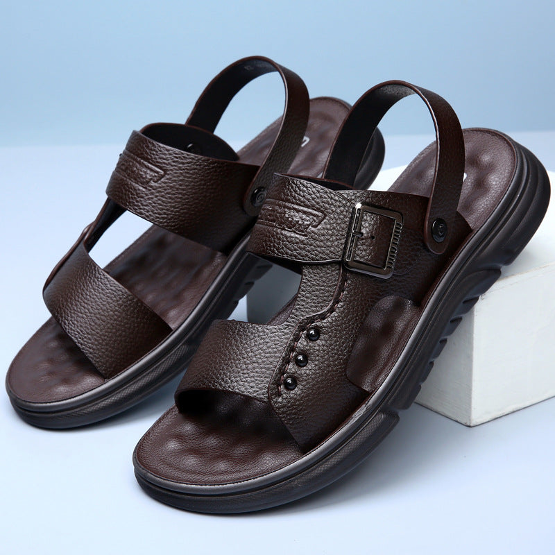 Men’s Soft Leather Beach SaMen Soft Leather Sandals | Cushioned Comfort | Casual Beach Summer Wear